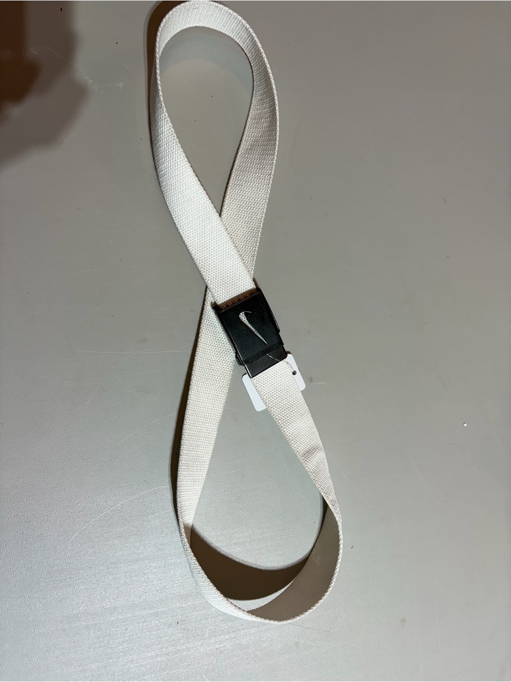Nike White Canvas Belt with Black Metal Buckle